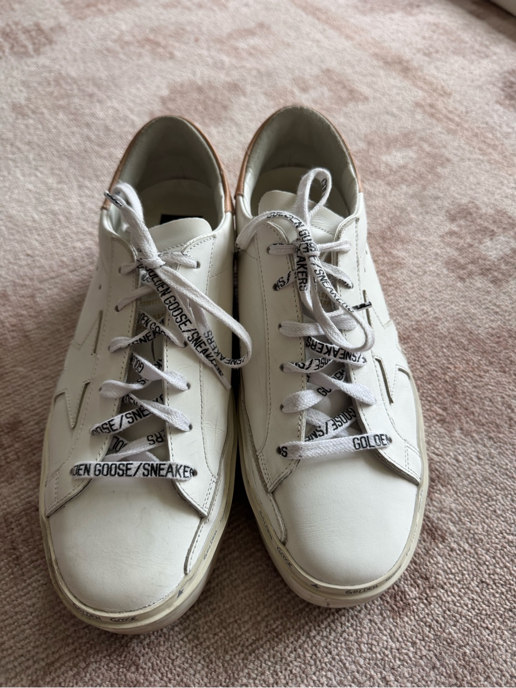 Golden Goose White Leather Low-Top Sneakers With Branded Laces